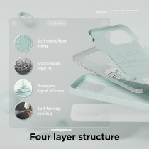Elago Compatible With iPhone 15 Pro Max Case, Liquid Silicone Case, Full Body Protective Cover, Shockproof, Slim Phone Case, Anti-Scratch Soft Microfiber Lining, 6.7 inch, Mint, ES15SC67PRO-MT