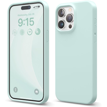 Elago Compatible With iPhone 15 Pro Max Case, Liquid Silicone Case, Full Body Protective Cover, Shockproof, Slim Phone Case, Anti-Scratch Soft Microfiber Lining, 6.7 inch, Mint, ES15SC67PRO-MT