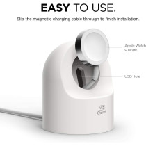 Elago W2 Charger Stand Compatible With Apple Watch Series Ultra2/Ultra/9/8/7/6/SE/5/4/3/2/1/SE, 49mm/45mm/44mm/42mm/41mm/40mm/38mm, Durable Silicone, Compatible With Nightstand Mode, White, EST-WT2-WH