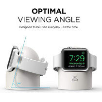 Elago W2 Charger Stand Compatible With Apple Watch Series Ultra2/Ultra/9/8/7/6/SE/5/4/3/2/1/SE, 49mm/45mm/44mm/42mm/41mm/40mm/38mm, Durable Silicone, Compatible With Nightstand Mode, White, EST-WT2-WH