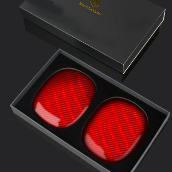 Monocarbon Real Carbon Fiber Case For Airpods Max,Military Grade Protective Hard Cover For Apple Airpods Max Headphone From Daily Scratch,High-End Luxury Essential Accessories, Twill Glossy Red, ‎MONOA0342