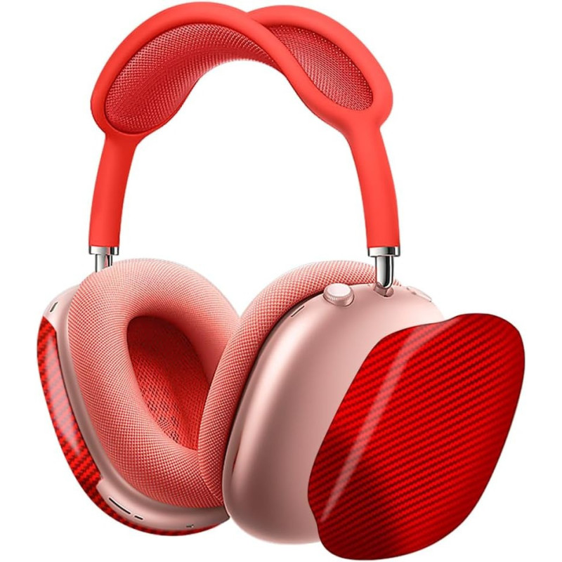 Monocarbon Real Carbon Fiber Case For Airpods Max,Military Grade Protective Hard Cover For Apple Airpods Max Headphone From Daily Scratch,High-End Luxury Essential Accessories, Twill Glossy Red, MONOA0342