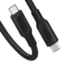 Spigen DuraSync USB-C To C 3.2 Gen 1 Cable Official E-Mark 100W And 5Gbps, 1m Cotton Braided Power And Data Transfer USB C Compatible With Macbook, iPad, Galaxy, Huawei, Pixel, And More, Black, C10C3