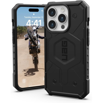 Urban Armor Gear Case Update Ver Compatible With iPhone 15 Pro Case 6.1 inch Pathfinder Black Built-In Magnet Compatible With MagSafe Charging Rugged Military Grade Dropproof Protective Cover, Black, 114281114040