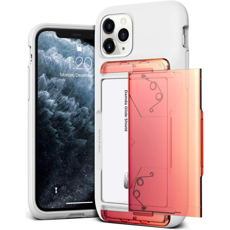 Vrs Design Damda Glide Shield Semi Automatic Card Wallet Designed For iPhone 11 Pro Case Cover, Yellow Peach, VRS-IPXI-DGSW-YLPC