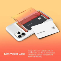 Vrs Design Damda Glide Shield Semi Automatic Card Wallet Designed For iPhone 11 Pro Max Case Cover, Yellow Peach, VRS-IPXIM-DGSW-YLPC