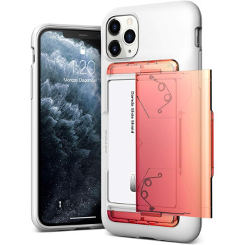 Vrs Design Damda Glide Shield Semi Automatic Card Wallet Designed For iPhone 11 Pro Max Case Cover, Yellow Peach, VRS-IPXIM-DGSW-YLPC