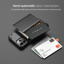 Vrs Design Damda Glide Pro Phone Case For iPhone 12 Pro Max, With 4 Cards Premium Sturdy Semi Auto Credit Card Holder Slot Wallet For iPhone 12 Pro Max 6.7 inch 2020, Groove Black, 910845