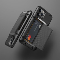 Vrs Design Damda Glide Pro Phone Case For iPhone 12 Pro Max, With 4 Cards Premium Sturdy Semi Auto Credit Card Holder Slot Wallet For iPhone 12 Pro Max 6.7 inch 2020, Groove Black, 910845