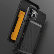 Vrs Design Damda Glide Pro Phone Case For iPhone 12 Pro Max, With 4 Cards Premium Sturdy Semi Auto Credit Card Holder Slot Wallet For iPhone 12 Pro Max 6.7 inch 2020, Groove Black, 910845
