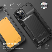 Vrs Design Damda Glide Pro Phone Case For iPhone 12 Pro Max, With 4 Cards Premium Sturdy Semi Auto Credit Card Holder Slot Wallet For iPhone 12 Pro Max 6.7 inch 2020, Groove Black, 910845