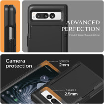 Vrs Design Terra Guard Modern Go For Google Pixel Fold Case 2023, Premium Modern Neat Style Hinge Protection Card Case Compatible With Pixel Fold, Matte Black, 912293