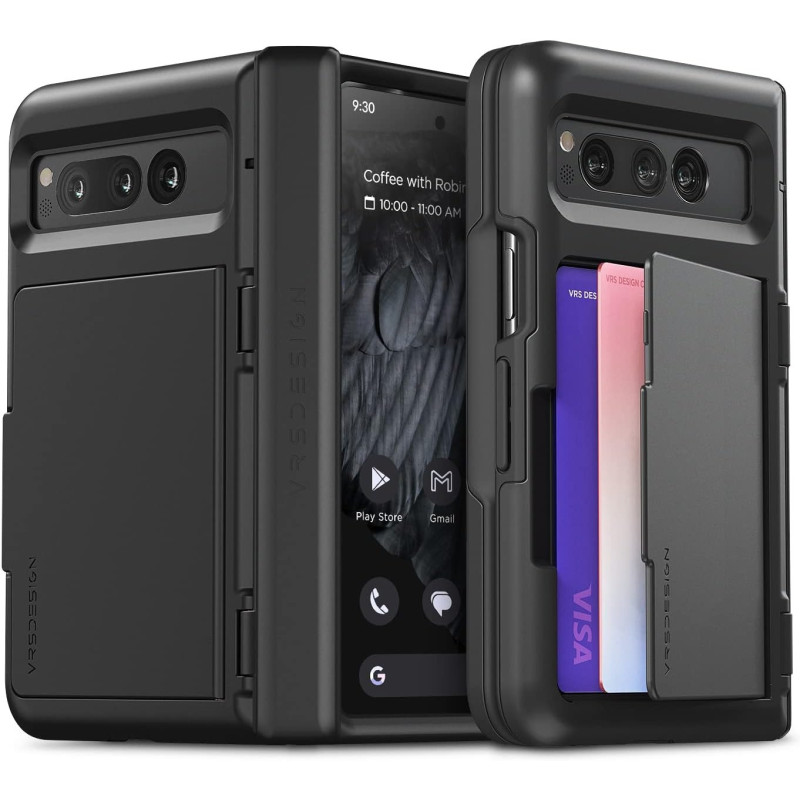 Vrs Design Terra Guard Modern Go For Google Pixel Fold Case 2023, Premium Modern Neat Style Hinge Protection Card Case Compatible With Pixel Fold, Matte Black, 912293