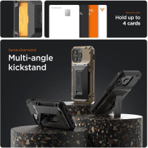 Vrs Design Damda Glide Hybrid Phone Case Designed For iPhone 15 Pro 2023, Functional Sturdy Wallet Card Holder Kickstand Case Compatible With iPhone 15 Pro, Khaki, 912860