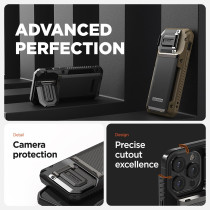 Vrs Design Damda Glide DuoGuard For iPhone 13 Pro Max Phone Case 2021, Premium Sturdy Fully Covered Camera Lens Protection Cover Card Holder Wallet Case, Groove Black, 915099