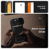 Vrs Design Damda Glide DuoGuard For iPhone 13 Pro Max Phone Case 2021, Premium Sturdy Fully Covered Camera Lens Protection Cover Card Holder Wallet Case, Groove Black, 915099
