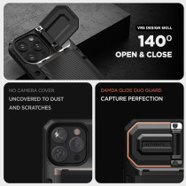 Vrs Design Damda Glide DuoGuard For iPhone 13 Pro Max Phone Case 2021, Premium Sturdy Fully Covered Camera Lens Protection Cover Card Holder Wallet Case, Groove Black, 915099