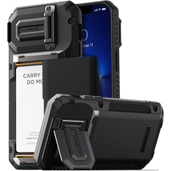 Vrs Design Damda Glide DuoGuard For iPhone 13 Pro Max Phone Case 2021, Premium Sturdy Fully Covered Camera Lens Protection Cover Card Holder Wallet Case, Groove Black, 915099