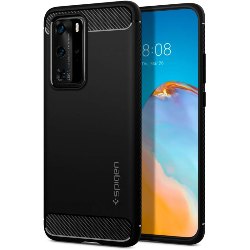 Spigen Rugged Armor Designed For Huawei P40 Pro Case 2020, Matte Black, ACS00968