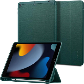 Spigen Urban Fit Designed For iPad 10.2 Case, iPad 9th Generation Case 2021/iPad 8th Generation Case 2020/iPad 7th Generation Case 2019 With Pencil Holder, Midnight Green, ‎ACS01062