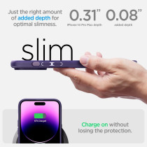 Spigen Mag Armor MagFit Compatible With MagSafe Designed For iPhone 14 Pro Max Case 2022, Deep Purple, ACS05584