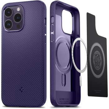 Spigen Mag Armor MagFit Compatible With MagSafe Designed For iPhone 14 Pro Max Case 2022, Deep Purple, ACS05584