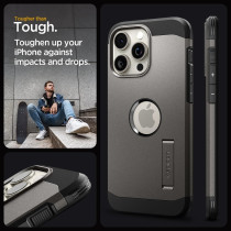 Spigen Magnetic Tough Armor MagFit Designed For iPhone 15 Pro Case, Military-Grade Protection Kickstand Compatible With MagSafe 2023, Gunmetal, ACS06732