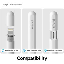 Elago 4 Pack Replacement Pencil Tips Compatible With Apple Pencil Pro, Apple Pencil 1st And 2nd Generation And Apple Pencil USB-C, Wear-Resistant High Sensitivity Pencil Nibs, White, EAPEN-TIP-WH-4P