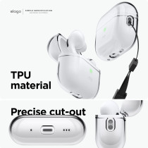 Elago Compatible With AirPods Pro 2nd Generation Case Clear With Lanyard Compatible With AirPods Pro 2 Case, Protective Cover, Shockproof, Wireless Charging, Reduced Yellowing, Transparent, EAPP2CL-BA+ROSTR-CL