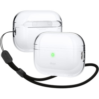 Elago Compatible With AirPods Pro 2nd Generation Case Clear With Lanyard Compatible With AirPods Pro 2 Case, Protective Cover, Shockproof, Wireless Charging, Reduced Yellowing, Transparent, EAPP2CL-BA+ROSTR-CL