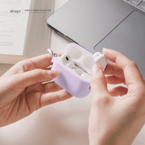 Elago Compatible With AirPods Pro 2 Case 2022, Silicone Case With Keychain Compatible With Apple AirPods Pro 2nd Generation Case, Front LED Visible, Supports Wireless Charging, Lavender, EAPP2SC-HANG-LV