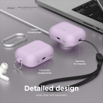 Elago Compatible With AirPods Pro 2 Case 2022, Silicone Case With Keychain Compatible With Apple AirPods Pro 2nd Generation Case, Front LED Visible, Supports Wireless Charging, Lavender, EAPP2SC-HANG-LV