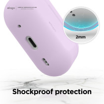 Elago Compatible With AirPods Pro 2 Case 2022, Silicone Case With Keychain Compatible With Apple AirPods Pro 2nd Generation Case, Front LED Visible, Supports Wireless Charging, Lavender, EAPP2SC-HANG-LV