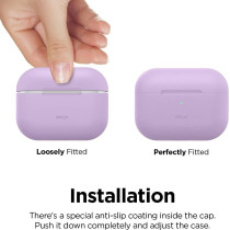 Elago Compatible With AirPods Pro 2 Case 2022, Silicone Case With Keychain Compatible With Apple AirPods Pro 2nd Generation Case, Front LED Visible, Supports Wireless Charging, Lavender, EAPP2SC-HANG-LV