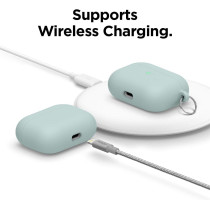 Elago Liquid Silicone Case Compatible With AirPods Pro Case Cover Keychain Included, Triple Layer Protection, Safeguard Design, Supports Wireless Charging, Mint, EAPPRH-HANG-MT