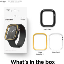 Elago Duo Case Compatible With Apple Watch 9/8/7/6/5/4/SE, Compatible With iWatch 41mm/40mm, Full Protection Hard PC Plus TPU Material, Full Access To Screen, Two PCs Included, Strap Not Included, Yellow/Black/Clear, EAW41DUO-BKYE