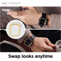 Elago Duo Case Compatible With Apple Watch 9/8/7/6/5/4/SE, Compatible With iWatch 41mm/40mm, Full Protection Hard PC Plus TPU Material, Full Access To Screen, Two PCs Included, Strap Not Included, Yellow/Black/Clear, EAW41DUO-BKYE