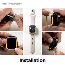 Elago Duo Case Compatible With Apple Watch 9/8/7/6/5/4/SE, Compatible With iWatch 41mm/40mm, Full Protection Hard PC Plus TPU Material, Full Access To Screen, Two PCs Included, Strap Not Included, Yellow/Black/Clear, EAW41DUO-BKYE