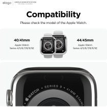 Elago Duo Case Compatible With Apple Watch 9/8/7/6/5/4/SE, Compatible With iWatch 41mm/40mm, Full Protection Hard PC Plus TPU Material, Full Access To Screen, Two PCs Included, Strap Not Included, Metallic Dark Grey/Clear, EAW41DUO-TRMDGY