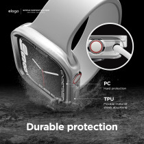 Elago Duo Case Compatible With Apple Watch 9/8/7/6/5/4/SE, Compatible With iWatch 41mm/40mm, Full Protection Hard PC Plus TPU Material, Full Access To Screen, Two PCs Included, Strap Not Included, Metallic Dark Grey/Clear, EAW41DUO-TRMDGY