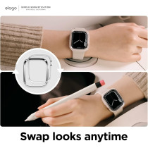 Elago Duo Case Compatible With Apple Watch 9/8/7/6/5/4/SE, Compatible With iWatch 41mm/40mm, Full Protection Hard PC Plus TPU Material, Full Access To Screen, Two PCs Included, Strap Not Included, Metallic Dark Grey/Clear, EAW41DUO-TRMDGY