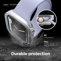 Elago Duo Case Compatible With Apple Watch 9/8/7/6/5/4/SE, Compatible With iWatch 41mm/40mm, Full Protection Hard PC Plus TPU Material, Full Access To Screen, Two PCs Included, Strap Not Included, Purple/Clear, EAW41DUO-TRPU
