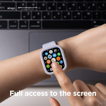 Elago Duo Case Compatible With Apple Watch 9/8/7/6/5/4/SE, Compatible With iWatch 41mm/40mm, Full Protection Hard PC Plus TPU Material, Full Access To Screen, Two PCs Included, Strap Not Included, Purple/Clear, EAW41DUO-TRPU