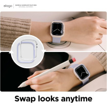 Elago Duo Case Compatible With Apple Watch 9/8/7/6/5/4/SE, Compatible With iWatch 41mm/40mm, Full Protection Hard PC Plus TPU Material, Full Access To Screen, Two PCs Included, Strap Not Included, Purple/Clear, EAW41DUO-TRPU