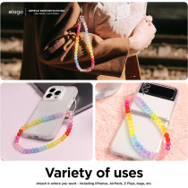Elago Bead Wrist Lanyard Cute Key Chain Bracelet Wallet For Women, Rainbow, EBEADSTRAP-RAINBOW