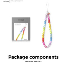 Elago Bead Wrist Lanyard Cute Key Chain Bracelet Wallet For Women, Rainbow, EBEADSTRAP-RAINBOW