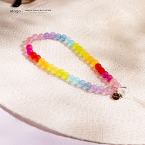 Elago Bead Wrist Lanyard Cute Key Chain Bracelet Wallet For Women, Rainbow, EBEADSTRAP-RAINBOW