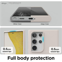Elago Compatible With Samsung Galaxy S22 Ultra Case Liquid Silicone Case, Full Body Screen Camera Protective Cover, Shockproof, Slim Phone Case, Anti-Scratch Soft Microfiber Lining, 6.8 inch, Stone, EGS22SC68