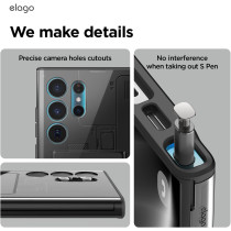 Elago Compatible With Samsung Galaxy S24 Ultra Case, X-Ray Case With Card Holder, Full Body Protective Cover, Shockproof, Unique Design Phone Case, Anti-Scratch Soft Microfiber Lining, 6.8 inch, Black/Transparent, EGS24XR68-BKTR