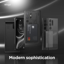 Elago Compatible With Samsung Galaxy S24 Ultra Case, X-Ray Case With Card Holder, Full Body Protective Cover, Shockproof, Unique Design Phone Case, Anti-Scratch Soft Microfiber Lining, 6.8 inch, Black/Transparent, EGS24XR68-BKTR